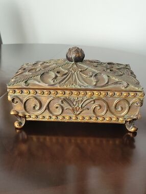 Ornate Decorative Box in Antiqued Bronze Color